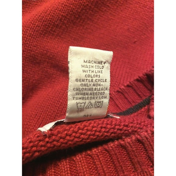 Dockers Sweater Sz L Mens Red Black Cotton Crew Neck Fair Isle Pullover - Picture 5 of 10